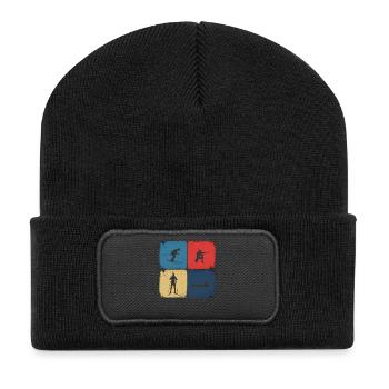 Tir de ski de biathlon : Répétition du design Sports d’hiver - Beanie recyclé à patch - noir - Devant