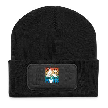 Retro-pflanzen Pflanzenliebhaber Sukkulenten - Recycelte Patch Beanie - Schwarz - Vorne