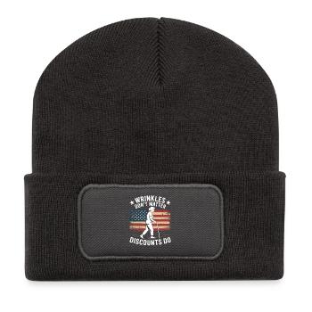 Senior Rabatt Lustiger Ruhestand - Recycelte Patch Beanie - Dunkelgrau - Vorne