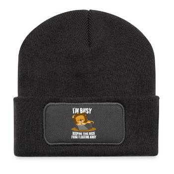 Safari Afrique Savane de la faune du Serengeti Lion - Beanie recyclé à patch - charbon - Devant