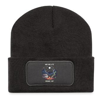 No Wi-Fi, more XP | Van Life Freedom - Recycled Patch Beanie - dark grey - Front