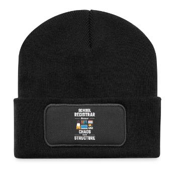 Schulsekretariat Arbeit Mit Herz Für Schule Büro - Recycelte Patch Beanie - Schwarz - Vorne