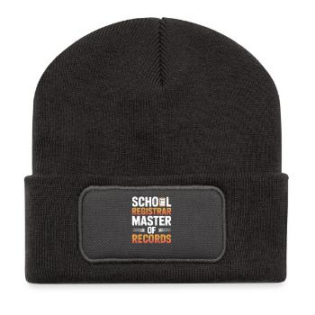School Registrar Master Of Records Saying - Recycled Patch Beanie - dark grey - Front