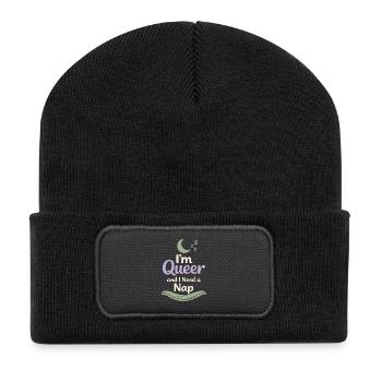 Queer trans reaffirms love of comfort identity - Recycled Patch Beanie - black - Front