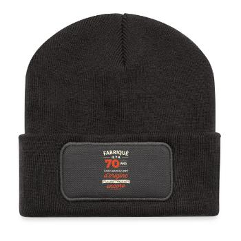 70 ans et toujours d’origine Humour anniversaire - Beanie recyclé à patch - charbon - Devant
