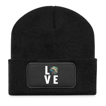 Lachse Lachs - Recycelte Patch Beanie - Schwarz - Vorne