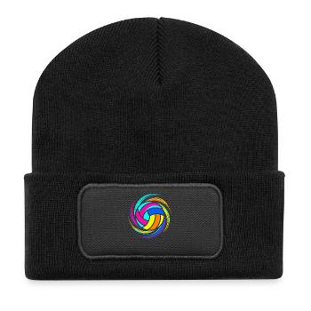 Bunter Volleyball - Recycelte Patch Beanie - Schwarz - Vorne