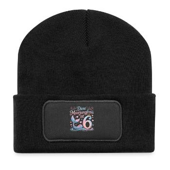 This Mermaid Is 6 Girls 6th Birthday - Recycled Patch Beanie - black - Front