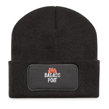 Typographie des Fleurs du Poète Badass - Beanie recyclé à patch - charbon - Devant