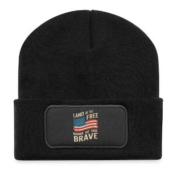 Land of the Free - USA Vintage Flag - Recycelte Patch Beanie - Schwarz - Vorne