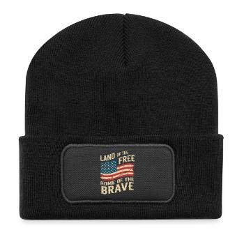 Land of the Free - USA Vintage Flag - Recycelte Patch Beanie - Schwarz - Vorne