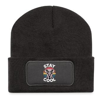 Restez au frais Éléphant - Kids Rétro - Beanie recyclé à patch - charbon - Devant