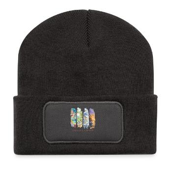 Design de la côte amalfitaine – Motif des vacances en Italie - Beanie recyclé à patch - charbon - Devant