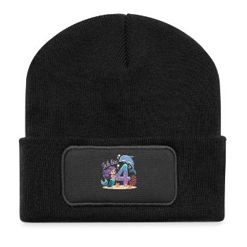 Je suis 4e anniversaire de la fille sirène - Beanie recyclé à patch - noir - Devant