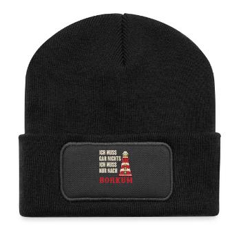 Nordsee MUSS GAR NICHTS MUSS NACH BORKUM - Recycelte Patch Beanie - Schwarz - Vorne
