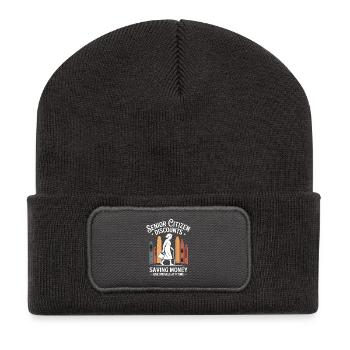 Einkaufen Mit Oma Humor - Recycelte Patch Beanie - Dunkelgrau - Vorne