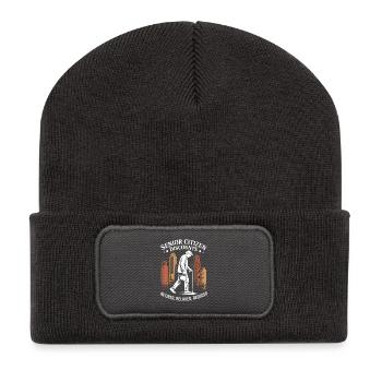 Senior Discount Humor in Retirement - Recycled Patch Beanie - dark grey - Front