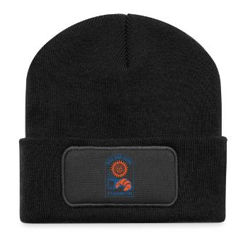 Rise and Shine | Backen Morgenmotto - Recycelte Patch Beanie - Schwarz - Vorne
