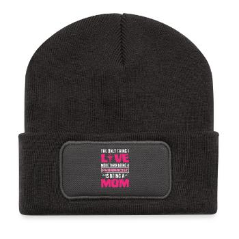 Liebe Apothekerin Mama Mutter Apothekerin - Recycelte Patch Beanie - Dunkelgrau - Vorne