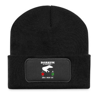Borkumer Insel BORKUM RUFT Lustiges - Recycelte Patch Beanie - Schwarz - Vorne