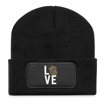 Königspython Schlangen LOVE Terrarium Python - Recycelte Patch Beanie - Schwarz - Vorne