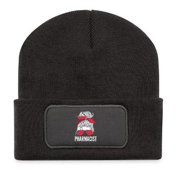 Unordentliches Brötchen Apothekerin Pharmazeutin - Recycelte Patch Beanie - Dunkelgrau - Vorne