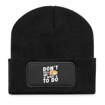 Katzenliebhaber Katzenliebhaber Katzenfutterbürste - Recycelte Patch Beanie - Schwarz - Vorne
