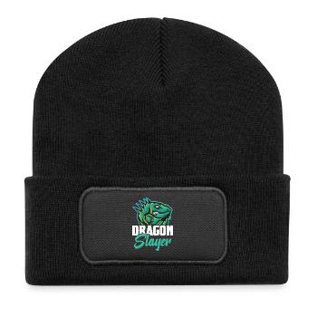 Équipement de chasse aux reptiles Chasseur de dragons Iguane lézard - Beanie recyclé à patch - noir - Devant