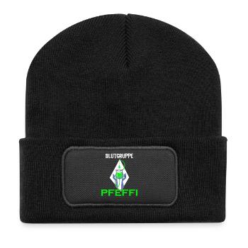 Blood type Pfeffi – peppermint, booze & fun - Recycled Patch Beanie - black - Front