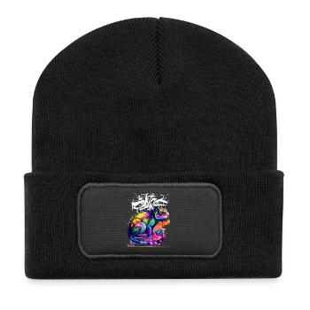 Graffiti caméléon coloré - Beanie recyclé à patch - noir - Devant