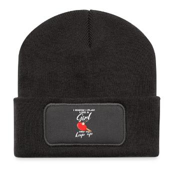 I know i play like a girl Table tennis - Recycled Patch Beanie - dark grey - Front