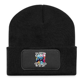 Joueur passionné de jeux vidéo console drôle - Beanie recyclé à patch - noir - Devant
