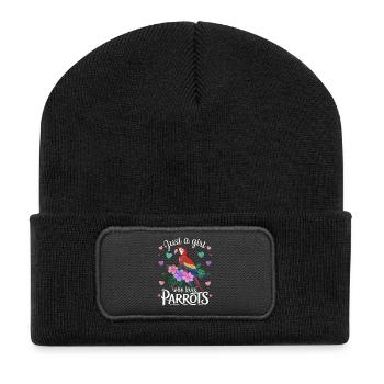 Papageienliebhaberin Lustiger Spruch Tropisch - Recycelte Patch Beanie - Schwarz - Vorne