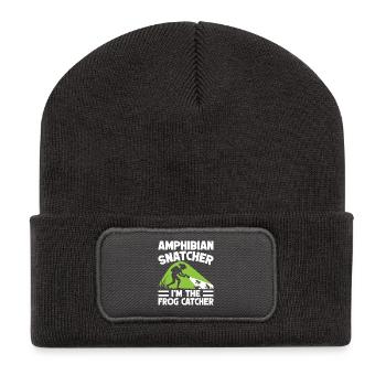 Frog Catcher Amphibian Snatcher Frog - Recycled Patch Beanie - dark grey - Front