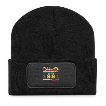 März 1981 Jahrgang März 1981 - Recycelte Patch Beanie - Schwarz - Vorne