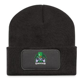 Motif de manette Leprechaun GameChaun - Beanie recyclé à patch - charbon - Devant