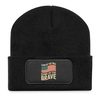 Land of the Free - USA Vintage Flag - Recycelte Patch Beanie - Schwarz - Vorne