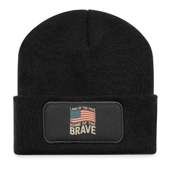 Land of the Free - USA Vintage Flag - Recycelte Patch Beanie - Schwarz - Vorne
