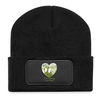 Heart with snowdrops i love spring - Recycled Patch Beanie - black - Front