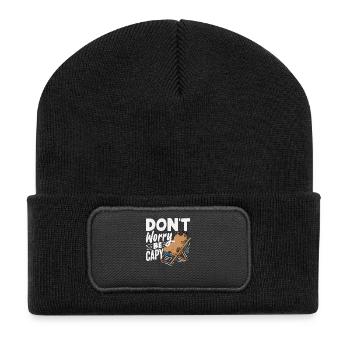 Don't Worry Be Capy Capybaras Cute Funny Animal - Recycled Patch Beanie - black - Front