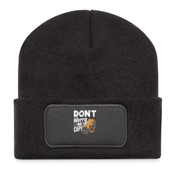 Don't Worry Be Capy Capybaras Niedlich Lustig Tier - Recycelte Patch Beanie - Dunkelgrau - Vorne