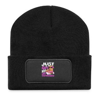 Just A Girl Who Loves Capybaras Cute Funny Animal - Recycelte Patch Beanie - Schwarz - Vorne