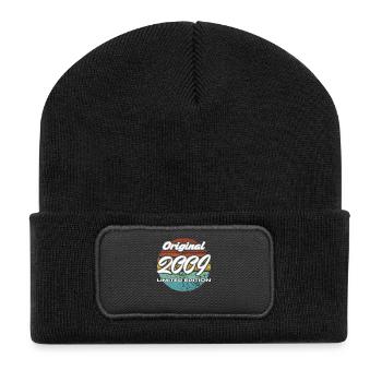 17. Geburtstag 2009 Jungen und Mädchen Geschenk - Recycelte Patch Beanie - Schwarz - Vorne