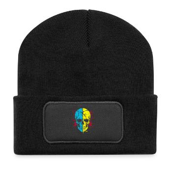 Totenkopf  - Recycelte Patch Beanie - Schwarz - Vorne