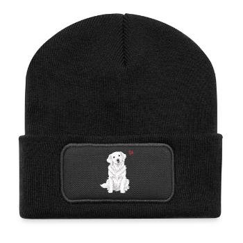 White English Cream Golden Retriever - Recycelte Patch Beanie - Schwarz - Vorne