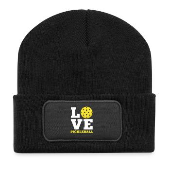 Love Pickleball - Paddle Sport Distressed  - Recycled Patch Beanie - black - Front