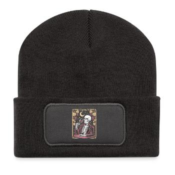 The Wine Whisperer Skeleton Wine Moon Grapes - Recycled Patch Beanie - dark grey - Front