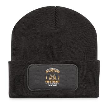 What You Feel You Attract Yoga Meditation Art Tee - Recycled Patch Beanie - dark grey - Front