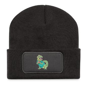 Jeu de cartes de poker Crocodile - Beanie recyclé à patch - charbon - Devant