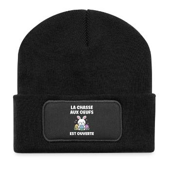 chasse aux oeufs - Beanie recyclé à patch - noir - Devant